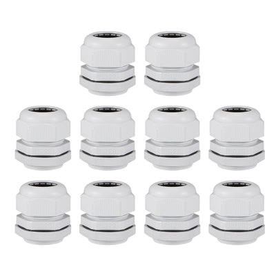 Harfington Uxcell PG29 Cable Gland 13mm-24mm Wire Hole Waterproof Nylon Joint Adjustable Locknut with Washer White 10pcs