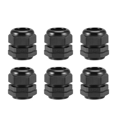 Harfington Uxcell PG29 Cable Gland 13mm-20mm Wire Hole Waterproof Nylon Joint Adjustable Locknut with Washer Black 6pcs