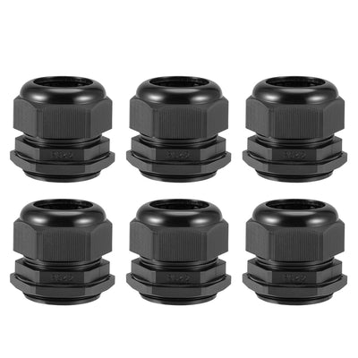 Harfington Uxcell PG42 Cable Gland 32mm-38mm Wire Hole Waterproof Nylon Joint Adjustable Locknut with Washer Black 6pcs