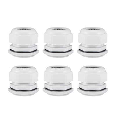 Harfington Uxcell PG42 Cable Gland 32mm-38mm Wire Hole Waterproof Nylon Joint Adjustable Locknut with Washer White 6pcs