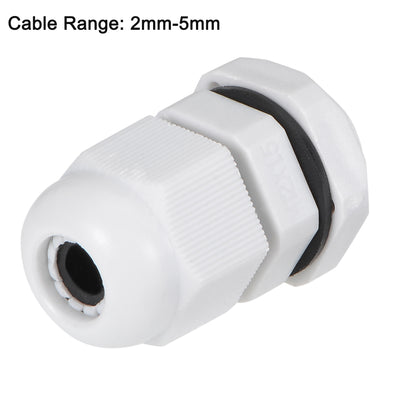 Harfington Uxcell M12x1.5 Cable Gland 2mm-5mm Wire Hole Waterproof Nylon Joint Adjustable Locknut with Washer White 20pcs