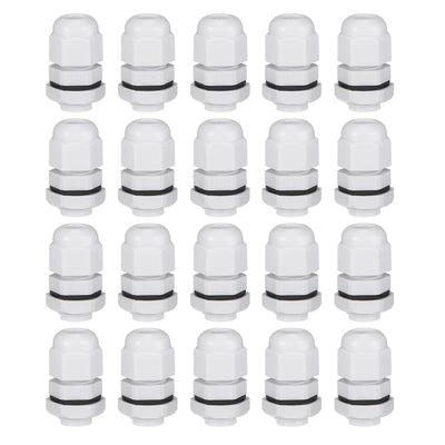 Harfington Uxcell M12x1.5 Cable Gland 2mm-5mm Wire Hole Waterproof Nylon Joint Adjustable Locknut with Washer White 20pcs