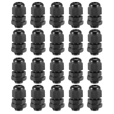 Harfington Uxcell M12x1.5 Cable Gland 2mm-5mm Wire Hole Waterproof Nylon Joint Adjustable Locknut with Washer Black 20pcs