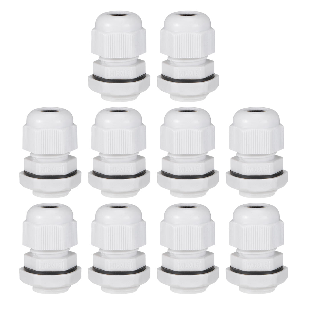 uxcell Uxcell M16x1.5 Cable Gland 4mm-8mm Wire Hole Waterproof Nylon Joint Adjustable Locknut with Washer White 10pcs