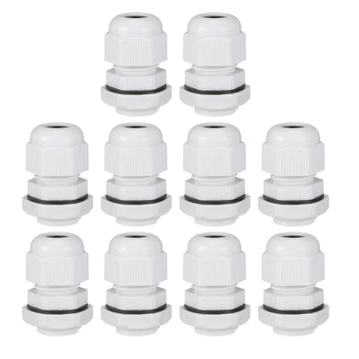 Harfington Uxcell M16x1.5 Cable Gland 4mm-8mm Wire Hole Waterproof Nylon Joint Adjustable Locknut with Washer White 10pcs