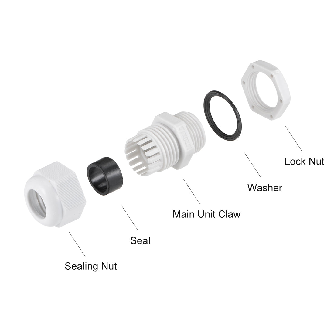 uxcell Uxcell M20x1.5 Cable Gland 6mm-12mm Wire Hole Waterproof Nylon Joint Adjustable Locknut with Washer White 10pcs