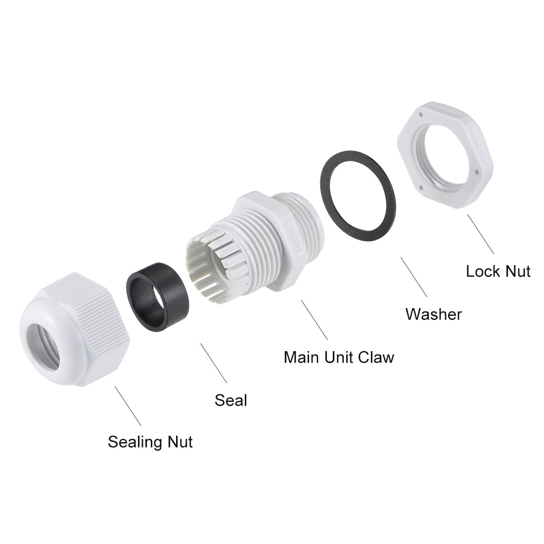uxcell Uxcell M22x1.5 Cable Gland 7mm-12mm Wire Hole Waterproof Nylon Joint Adjustable Locknut with Washer White 20pcs