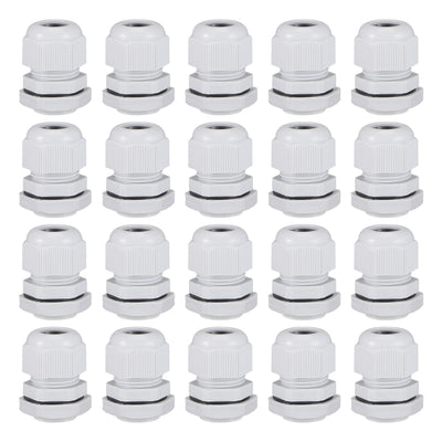 Harfington Uxcell M22x1.5 Cable Gland 7mm-12mm Wire Hole Waterproof Nylon Joint Adjustable Locknut with Washer White 20pcs