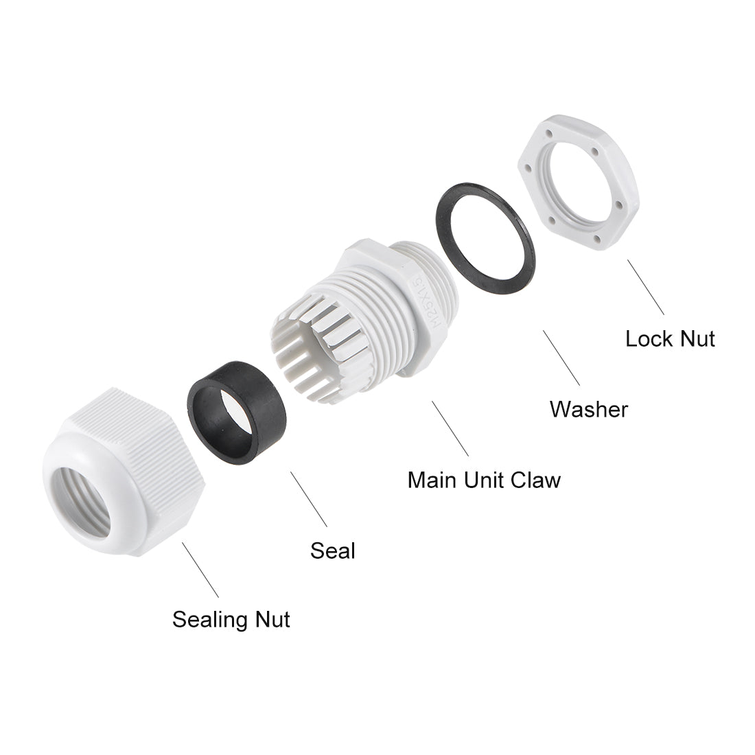 uxcell Uxcell M25x1.5 Cable Gland 12mm-15mm Wire Hole Waterproof Nylon Joint Adjustable Locknut with Washer White 10pcs