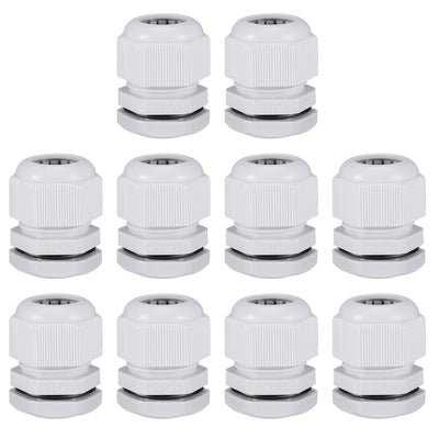 Harfington Uxcell M25x1.5 Cable Gland 12mm-15mm Wire Hole Waterproof Nylon Joint Adjustable Locknut with Washer White 10pcs
