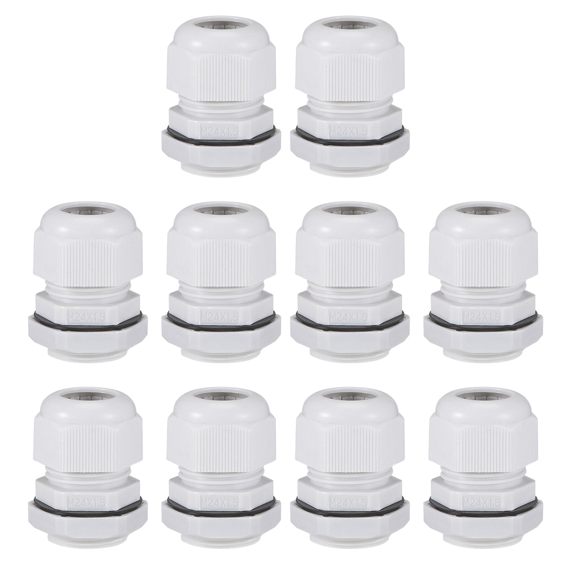 uxcell Uxcell M24x1.5 Cable Gland 12mm-15mm Wire Hole Waterproof Nylon Joint Adjustable Locknut with Washer White 10pcs