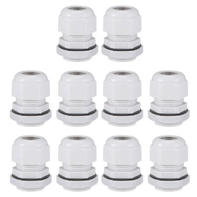 Harfington Uxcell M24x1.5 Cable Gland 12mm-15mm Wire Hole Waterproof Nylon Joint Adjustable Locknut with Washer White 10pcs