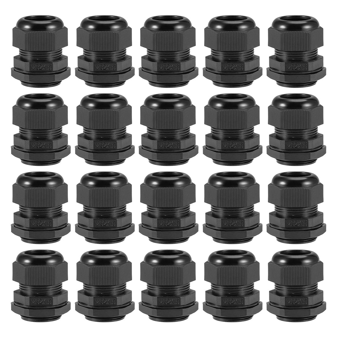 uxcell Uxcell M32x1.5 Cable Gland 16mm-21mm Wire Hole Waterproof Nylon Joint Adjustable Locknut with Washer Black 20pcs
