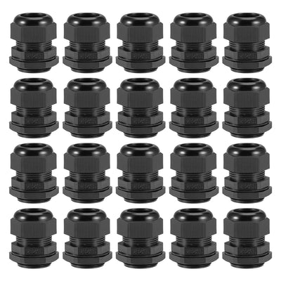 Harfington Uxcell M32x1.5 Cable Gland 16mm-21mm Wire Hole Waterproof Nylon Joint Adjustable Locknut with Washer Black 20pcs