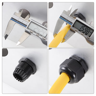 Harfington Uxcell NPT1/4 Cable Gland 3mm-6.5mm Wire Hole Waterproof Nylon Joint Adjustable Locknut Black 20pcs