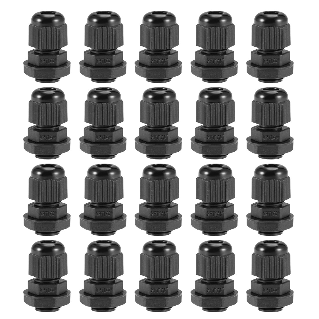 uxcell Uxcell NPT1/4 Cable Gland 3mm-6.5mm Wire Hole Waterproof Nylon Joint Adjustable Locknut Black 20pcs