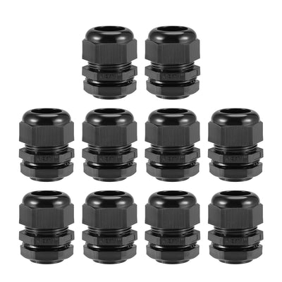 Harfington Uxcell NPT1 Cable Gland 18mm-25mm Wire Hole Waterproof Nylon Joint Adjustable Locknut with Washer Black 10pcs