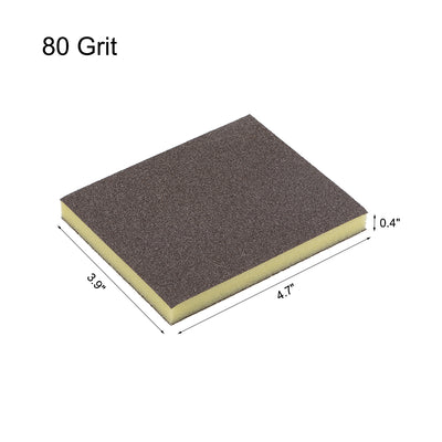Harfington Uxcell Sanding Sponge 80 Grit Sanding Block Pad 4.7inch x 3.9inch x 0.4inch Brown 3pcs