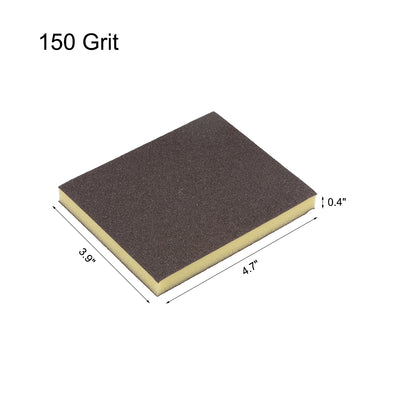 Harfington Uxcell Sanding Sponge 150 Grit Sanding Block Pad 4.7inch x 3.9inch x 0.4inch Brown 3pcs