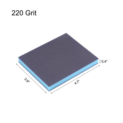 Harfington Uxcell Sanding Sponge 220 Grit Sanding Block Pad 4.7inch x 3.9inch x 0.4inch Blue 2pcs