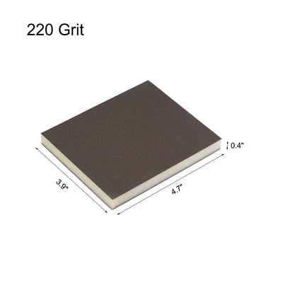 Harfington Uxcell Sanding Sponge 220 Grit Sanding Block Pad 4.7inch x 3.9inch x 0.4inch Brown 2pcs