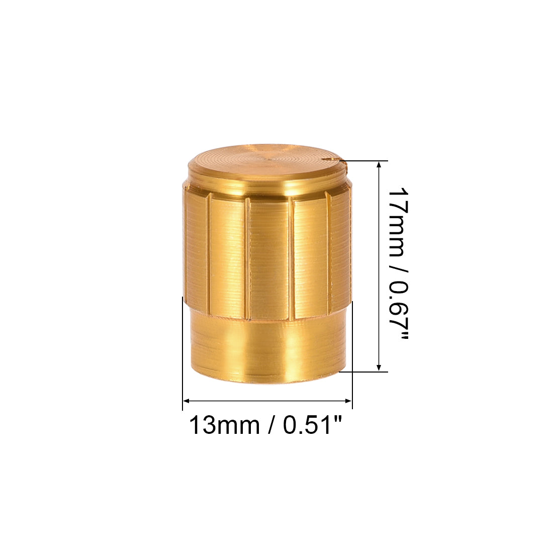 uxcell Uxcell 10pcs Potentiometer Knob Cover Cap Gold Tone Aluminum 6mm Shaft Dia. Rotary Knob 13mm Dia. x 17mm Height Volume Control Knob
