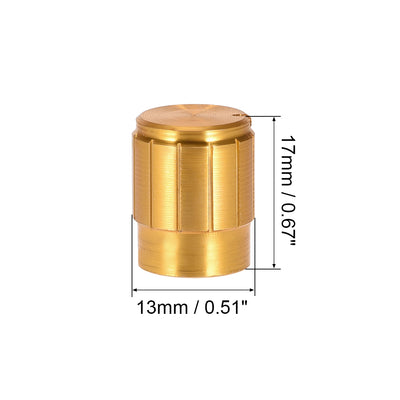 Harfington Uxcell 10pcs Potentiometer Knob Cover Cap Gold Tone Aluminum 6mm Shaft Dia. Rotary Knob 13mm Dia. x 17mm Height Volume Control Knob