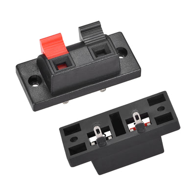 Harfington Uxcell 2 Ways Spring Speaker Terminal Clip Push Release Connector Audio Cable Terminals Strip Block Black Red WP2-10 2Pcs