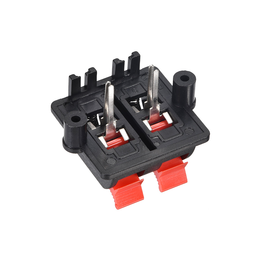 uxcell Uxcell 4 Ways Spring Speaker Terminal Clip Push Release Connector Audio Cable Terminals Strip Block Black Red WP4-03 2Pcs