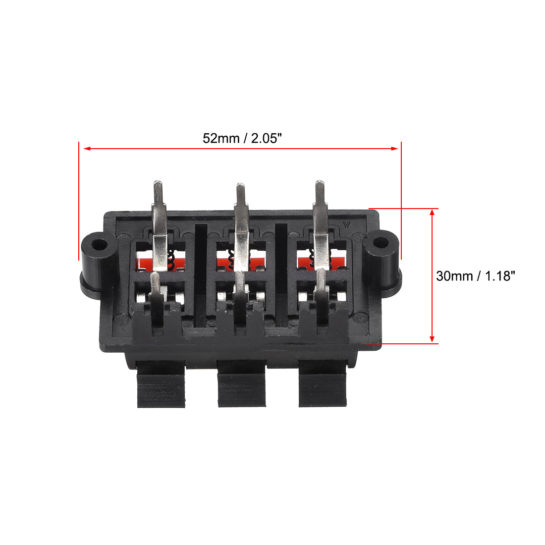 uxcell Uxcell 2 Row 6 Way  Spring Speaker Terminal Clip Push Release Connector Audio Cable Terminals Strip Block Black Red WP6-03 2Pcs