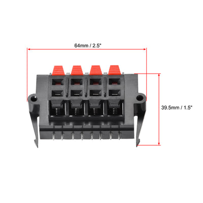 Harfington Uxcell 8Way  Spring Speaker Terminal Clip Push Release Connector Audio Cable Terminals Strip Block Black Red WP8-11 1Pcs