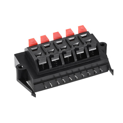 Harfington Uxcell 10 Way  Spring Speaker Terminal Clip Push Release Connector Audio Cable Terminals Strip Block Black Red WP10-11 1Pcs