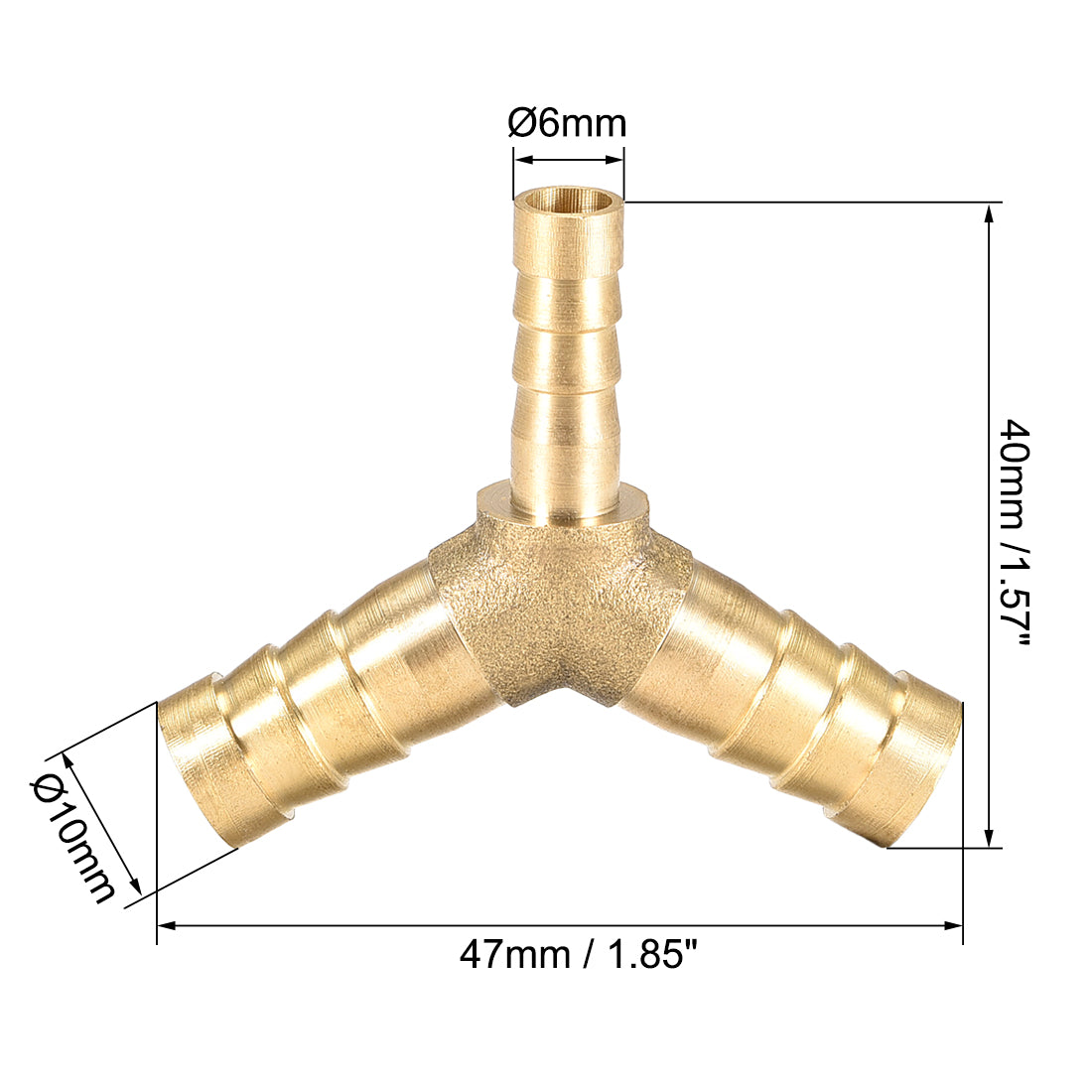 Uxcell Uxcell Tee Brass Barb Fitting Reducer Y Shape 3 Way Fit Hose ID 10mm x 6mm x 10mm
