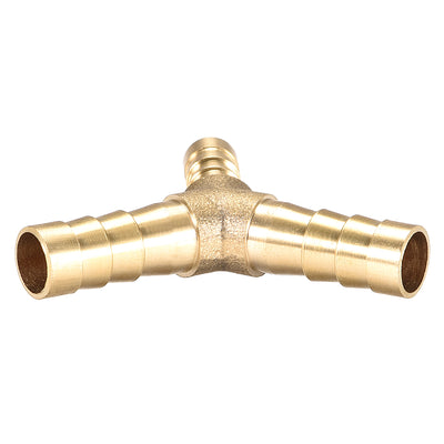 Harfington Uxcell 8mm x 6mm x 8mm Hose ID Brass Reducer Barb Fitting Y-Shaped 3 Way Tee Connector Adapter 3pcs