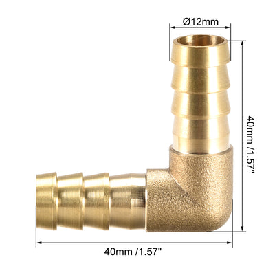 Harfington Uxcell 12mm Barb Brass Hose Fitting 90 Degree Elbow Pipe Connector Coupler Tubing