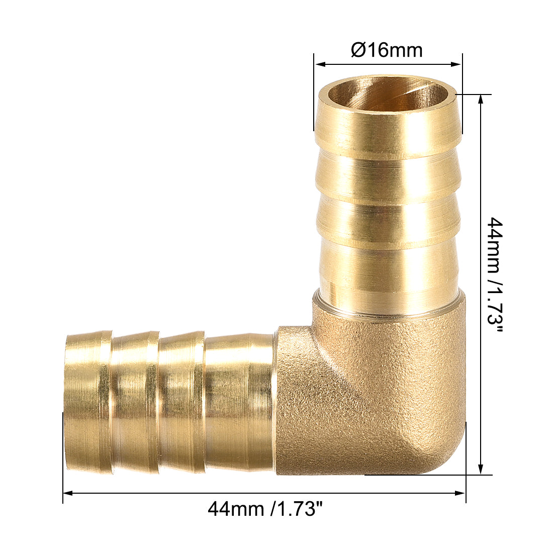 Uxcell Uxcell 16mm Barb Brass Hose Fitting 90 Degree Elbow Pipe Connector Coupler Tubing 3pcs