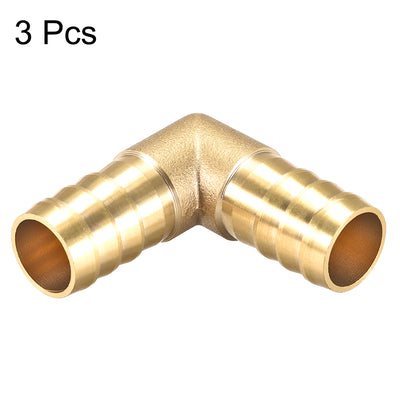Harfington Uxcell 16mm Barb Brass Hose Fitting 90 Degree Elbow Pipe Connector Coupler Tubing 3pcs