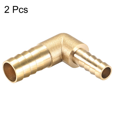 Harfington Uxcell 12mm to 8mm Barb Brass Hose Fitting 90 Degree Elbow Pipe Connector Coupler 2pcs
