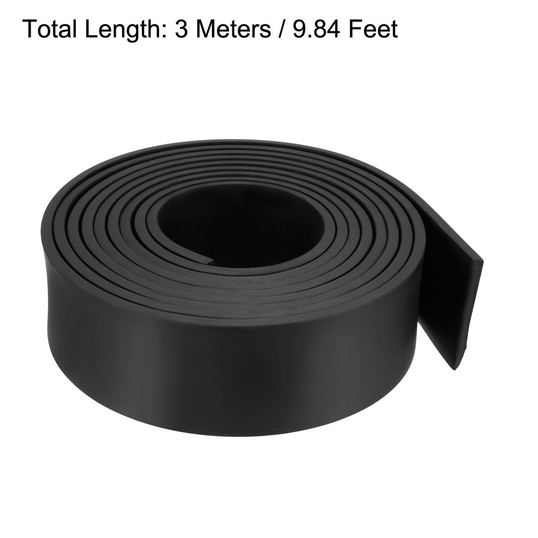 uxcell Uxcell Solid Rectangle Rubber Seal Strip 50mm Wide 5mm Thick, 3 Meters Long Black