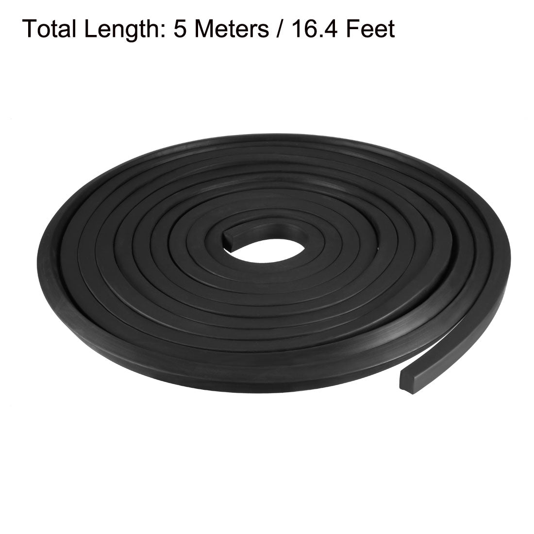 uxcell Uxcell Solid Rectangle Rubber Seal Strip 10mm Wide 10mm Thick, 5 Meters Long Black