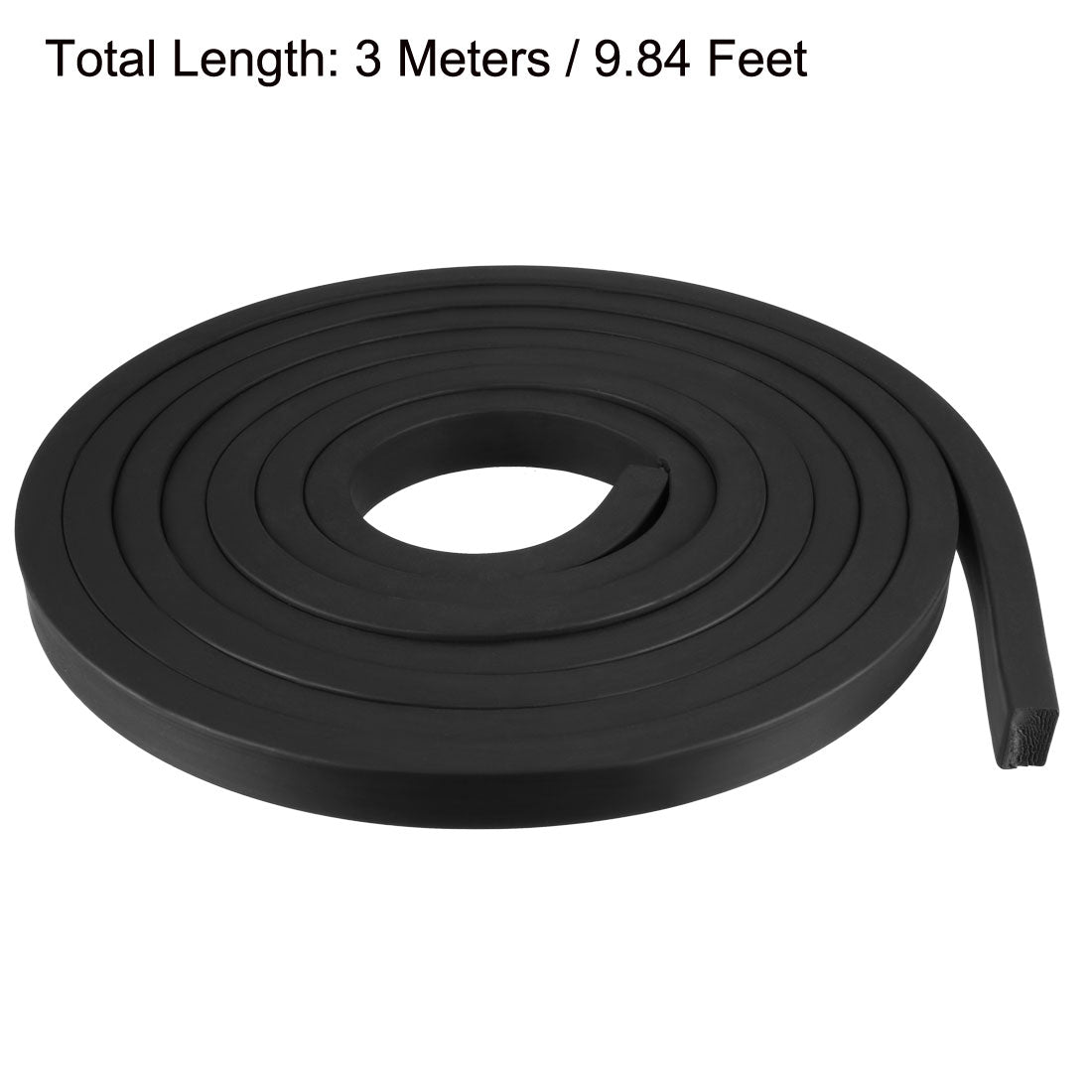 uxcell Uxcell Solid Rectangle Rubber Seal Strip 15mm Wide 10mm Thick, 3 Meters Long Black
