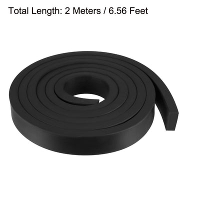 Harfington Uxcell Solid Rectangle Rubber Seal Strip 25mm Wide 10mm Thick, 2 Meters Long Black