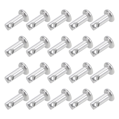 Harfington Uxcell Single Hole Clevis Pins - 3mm x 8mm Flat Head 304 Stainless Steel Link Hinge Pin 20Pcs