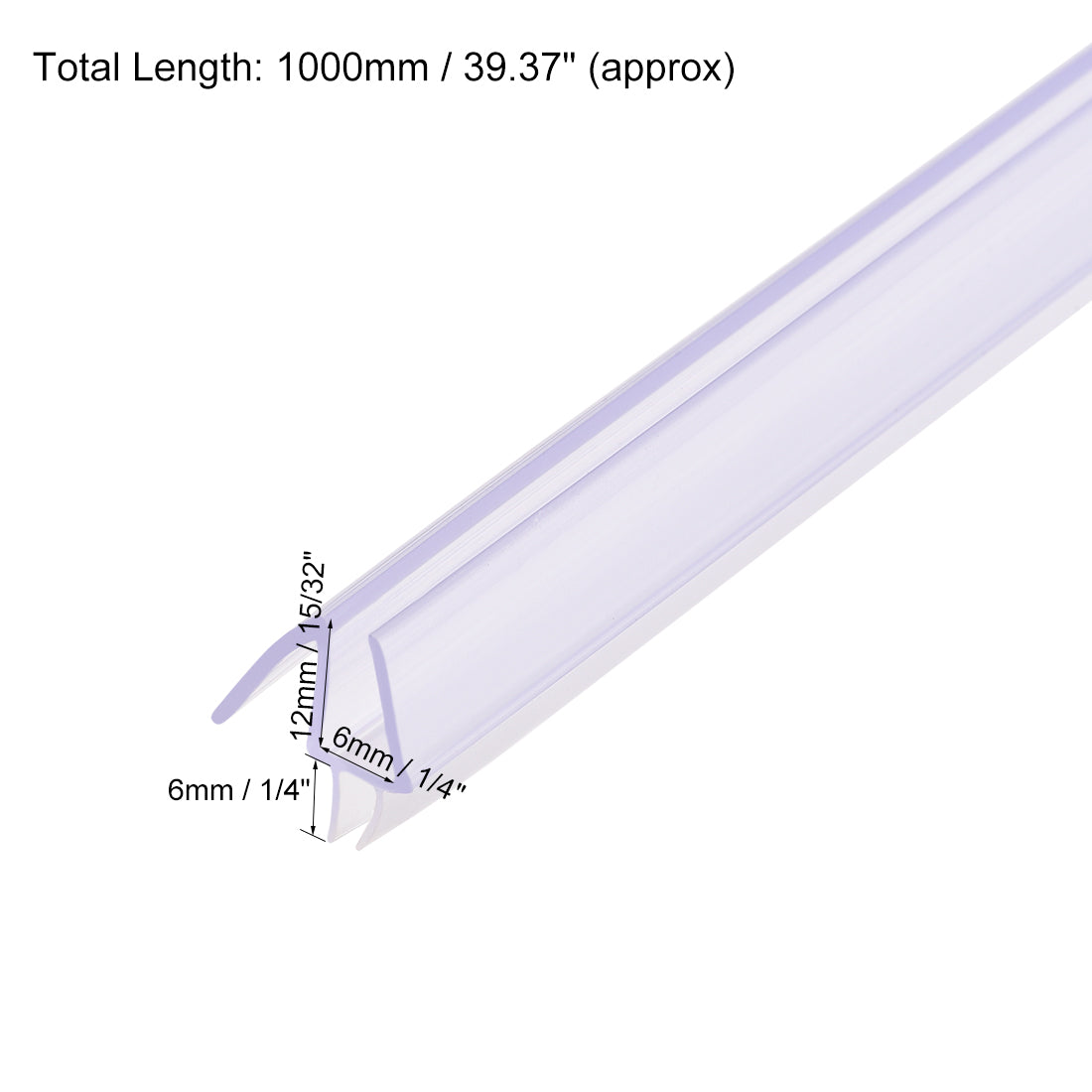 uxcell Uxcell Frameless Glass Shower Door Sweep 1/4-Inch Glass x 39.37-Inch Length