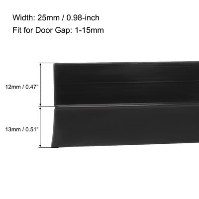 Harfington Uxcell 25mm Width 3000mm Long Self Adhesive Weather Stripping Frameless Door Bottom Seal for Doors and Windows (Black)