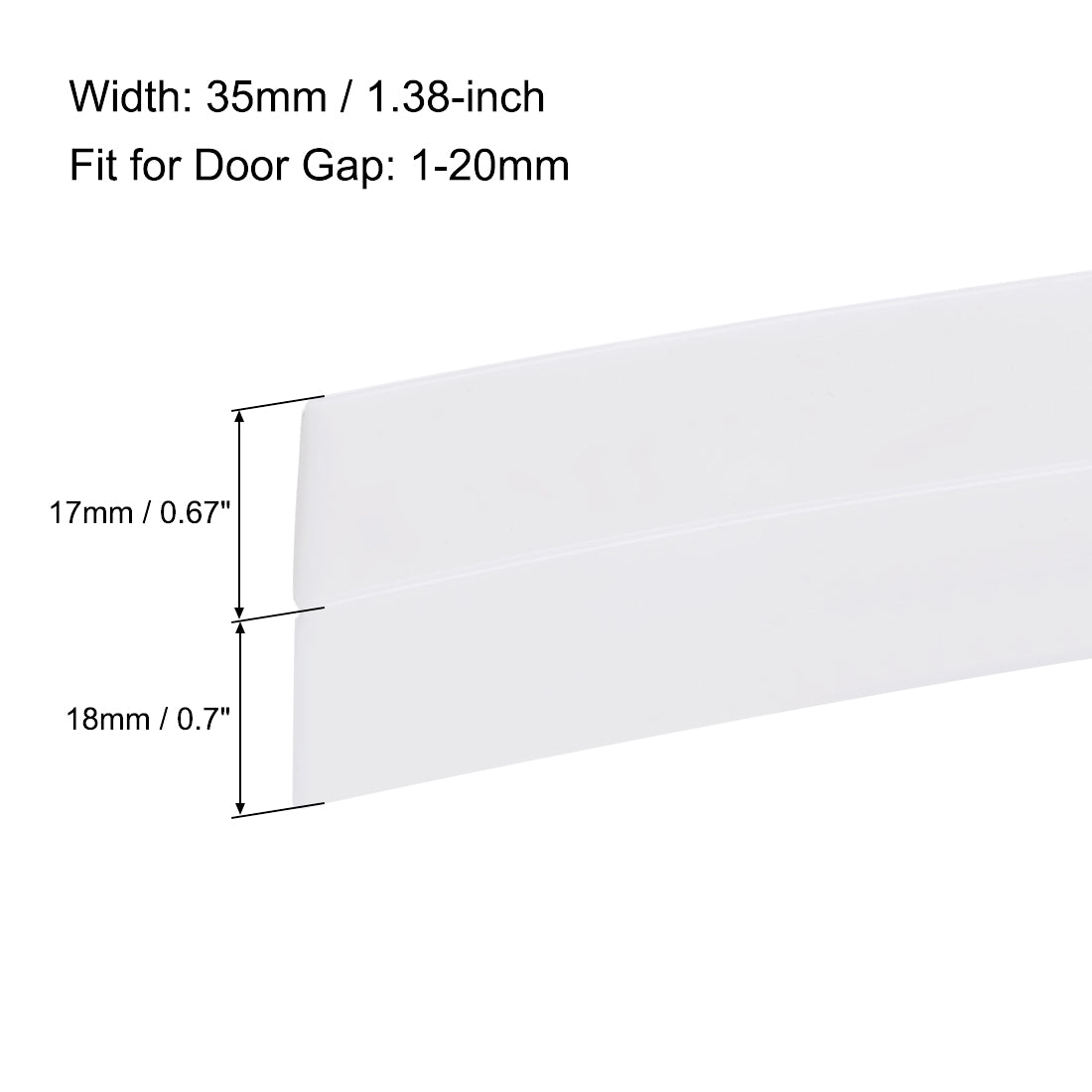uxcell Uxcell 35mm Width 5M Long Self Adhesive Weather Stripping Frameless Door Bottom Seal for Doors and Windows (White)