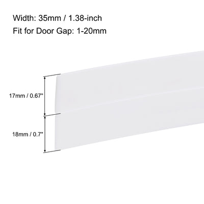 Harfington Uxcell 35mm Width 5M Long Self Adhesive Weather Stripping Frameless Door Bottom Seal for Doors and Windows (White)