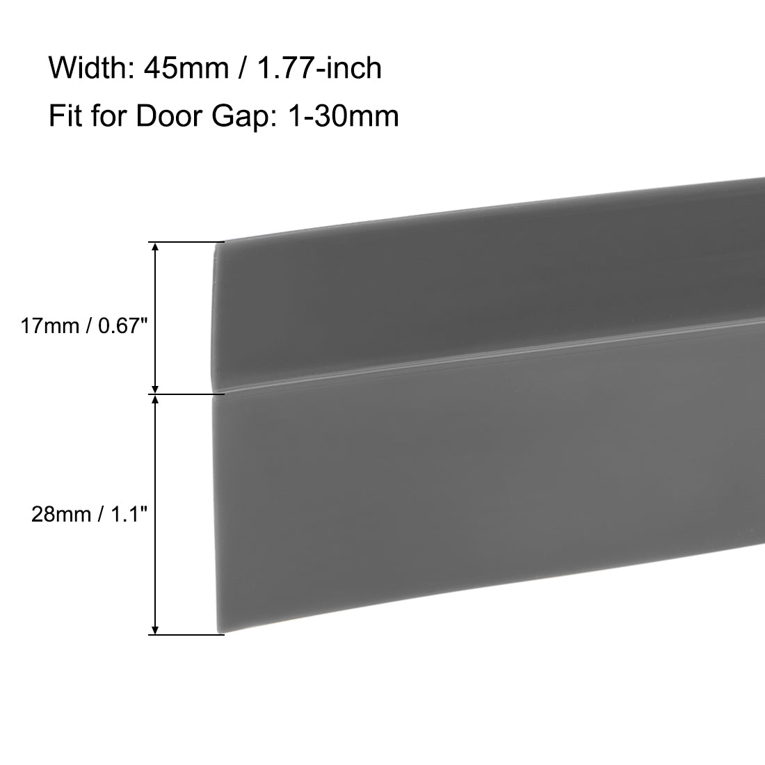 uxcell Uxcell 45mm Width 5M Long Self Adhesive Weather Stripping Frameless Door Bottom Seal for Doors and Windows (Gray)