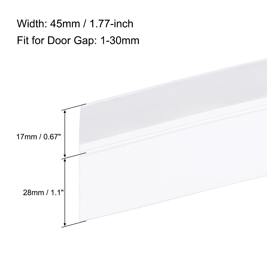 uxcell Uxcell 45mm Width 5M Long Self Adhesive Weather Stripping Frameless Door Bottom Seal for Doors and Windows (Transparent)