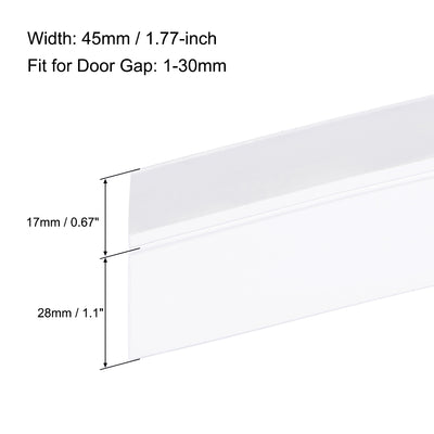 Harfington Uxcell 45mm Width 5M Long Self Adhesive Weather Stripping Frameless Door Bottom Seal for Doors and Windows (Transparent)